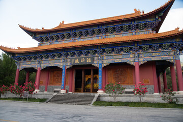 Fototapeta premium February 2019. Dali, China. The Three Pagodas are located in the Chongsheng temple. Buildings that make up the temple.