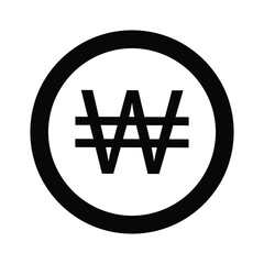 South Korean Won symbol icon. Vector