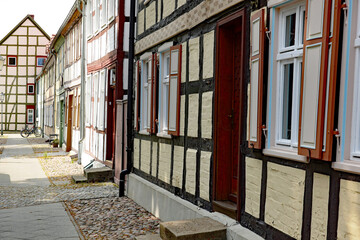 Bad Wilsnack in Brandenburg Straße mit Fachwerkhäusern