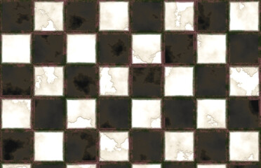 dirty checkboard tile floor wall