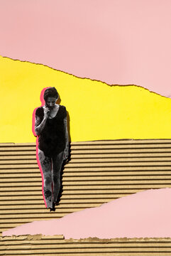 Woman on beach collage