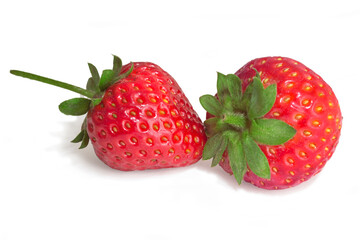 Isolated strawberry. Two strawberry fruit isolated on white background