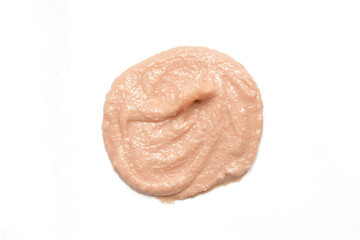 Beige cosmetics or makeup sample isolated on white background