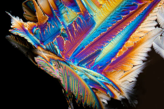 Crystalized citric acid under polarized light