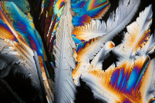 Crystalized citric acid under polarized light