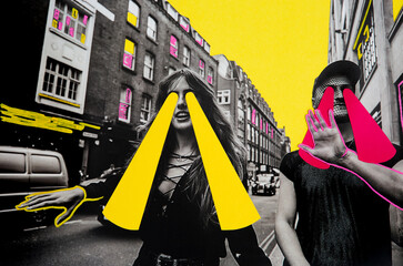 Lazer eyes bold people collage