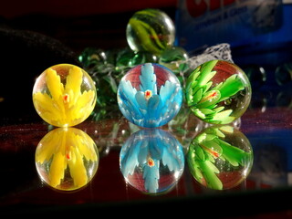 colorful glass marbles