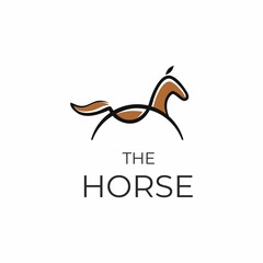 Horse logo with simple minimalist line art. Hand drawn vector illustration.