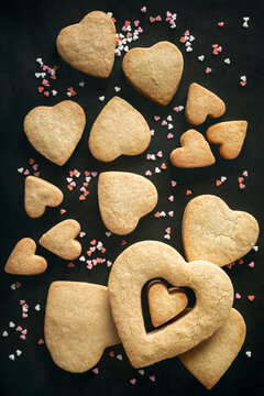 Heart Shaped Cookies and Sprinkles
