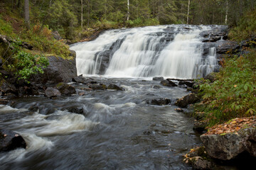Long exposure of Koivuköngäs waterfall in Korouoma Nature Reserve near Posio, Northern Finland