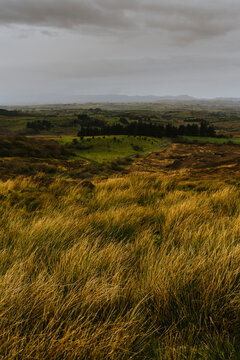 Irish Landscape for the Top of a Hill During a Moody and Cloudy Day