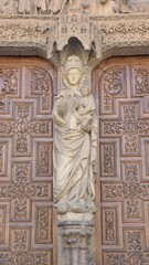 The White Virgen, west facade, León Cathedral, Spain. 