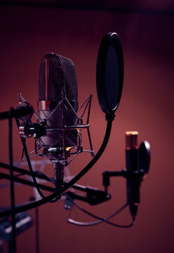Microphones in radio recording studio