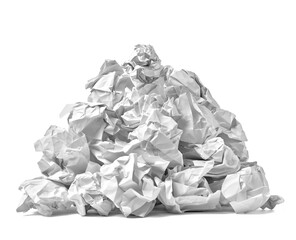 paper ball crumpled garbage trash mistake stack heap crumple white business office document