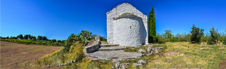 Panoramic view of an ancient church from the 10th century