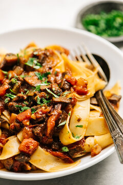 Vegan Mushroom Rag&radic;&pi; over Pappardelle Pasta