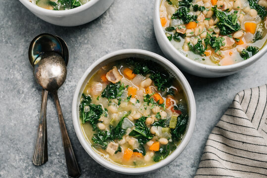 White Bean and Bacon Soup with Curly Kale
