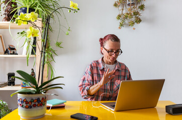 Woman working from home