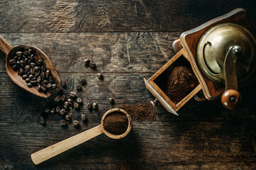 Drink: Coffee beans and grounded flour