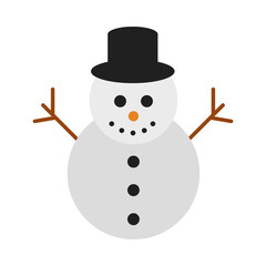 happy merry christmas, snowman with hat cartoon celebration festive flat icon style