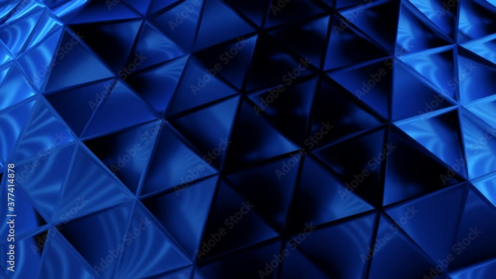 Poster abstract black plastic surface made from connected triangles. seamless loop 3d render