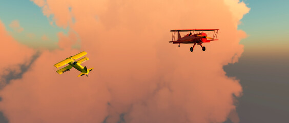 old airplane in the sky