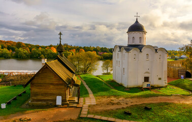 The churches of Dmitry Solunsky and George in the fortress in the village of Staraya Ladoga.