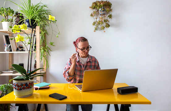 Woman working from home