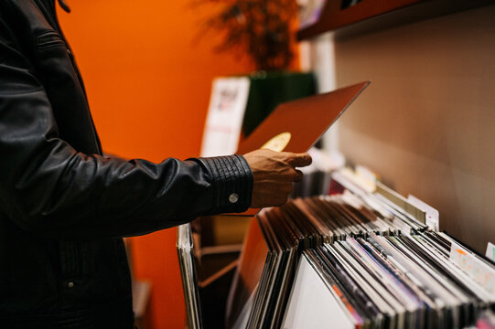 Man shopping for vinyl records