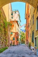 Colorful old street in Genoa