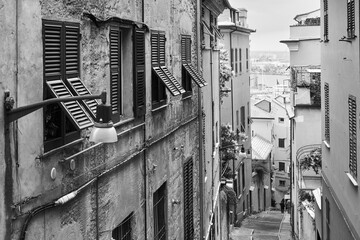 Old downhill street in Genoa