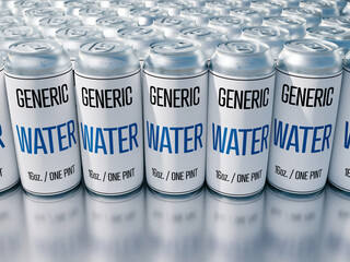 Aluminum Cans Filled With Generic Water