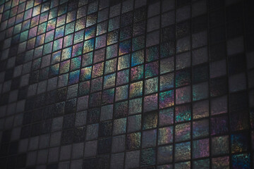 Reflective wall made of small tiles