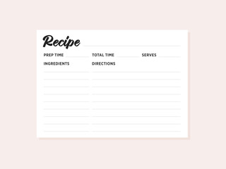 Recipe Card, Recipe Note Vector Illustration Background