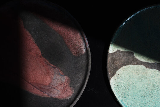 Dishes made in Raku still life