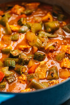 Spicy Cajun Chicken Stew in a Dutch Oven