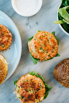Salmon avocado burgers