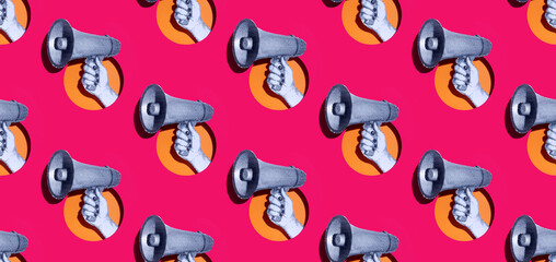 Megaphone on magenta pattern