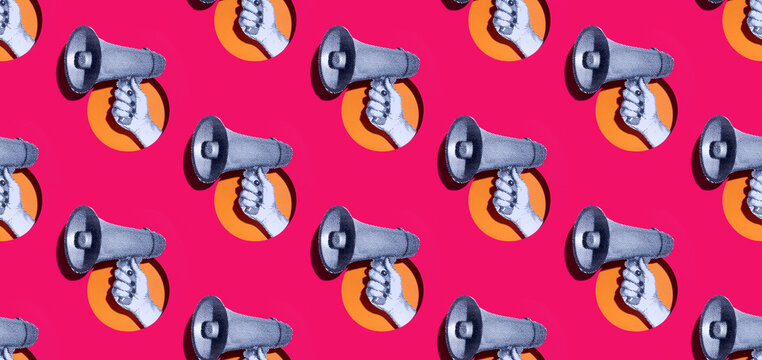 Megaphone on magenta pattern