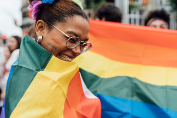Woman With Rainbow Flag