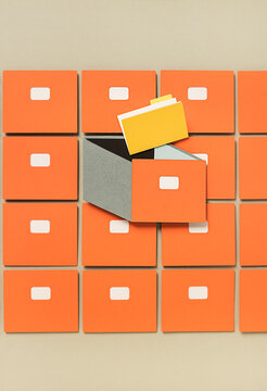 Archive and folders paper art illustration