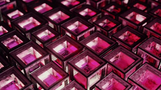 Abstract background from metal cubes with random offset effect