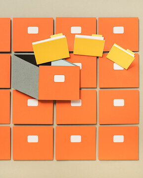 Archive and folders paper art illustration