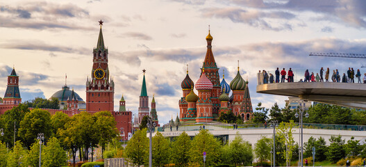 Moscow, Russian Federation/ September 11, 2020; The panoramic view of Kremlin fron river Moscow.