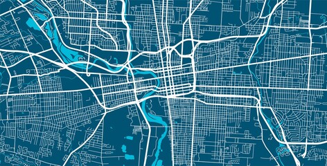 Vector map of Columbus. Street map art poster illustration.