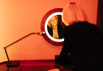 blonde woman ¬†ready to out