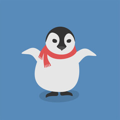 Design of penguin with scarf draw
