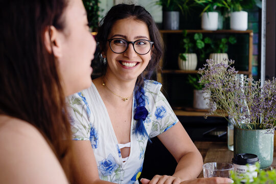 happy friends in a cafe