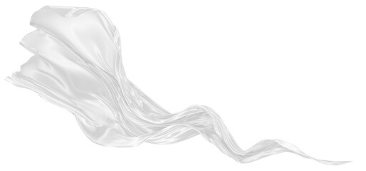 Beautiful flowing fabric of white wavy silk or satin. 3d rendering image.