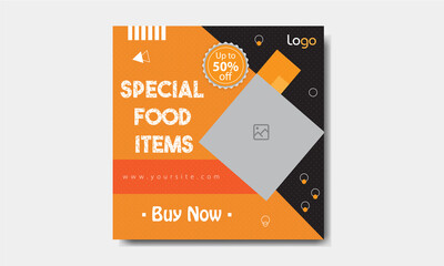 Trendy and special Instagram food banner template design.